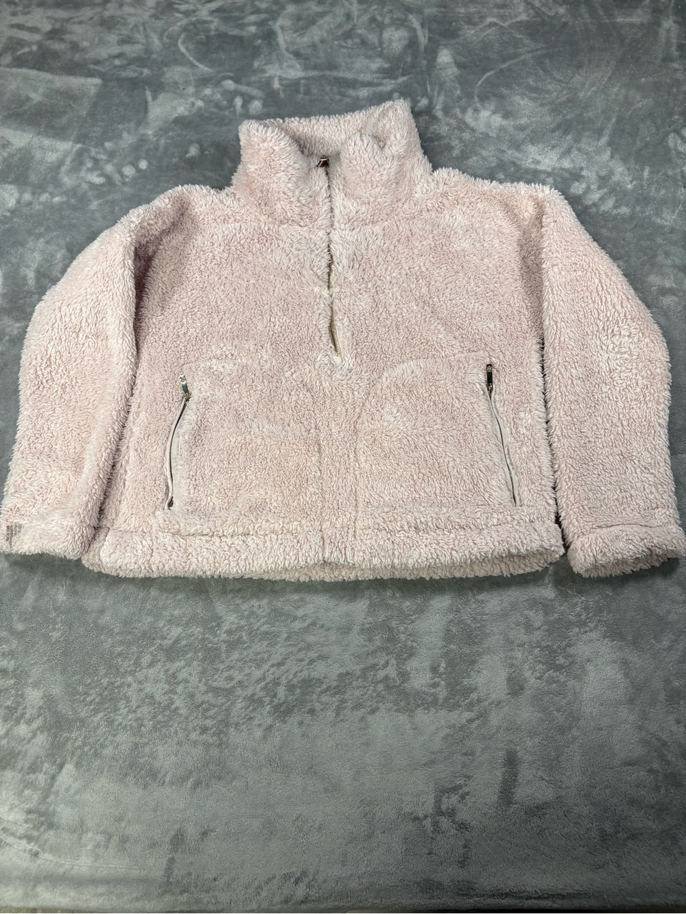 Tommy Hilfiger Light Pink Sherpa Half-Zip Pullover Jacket